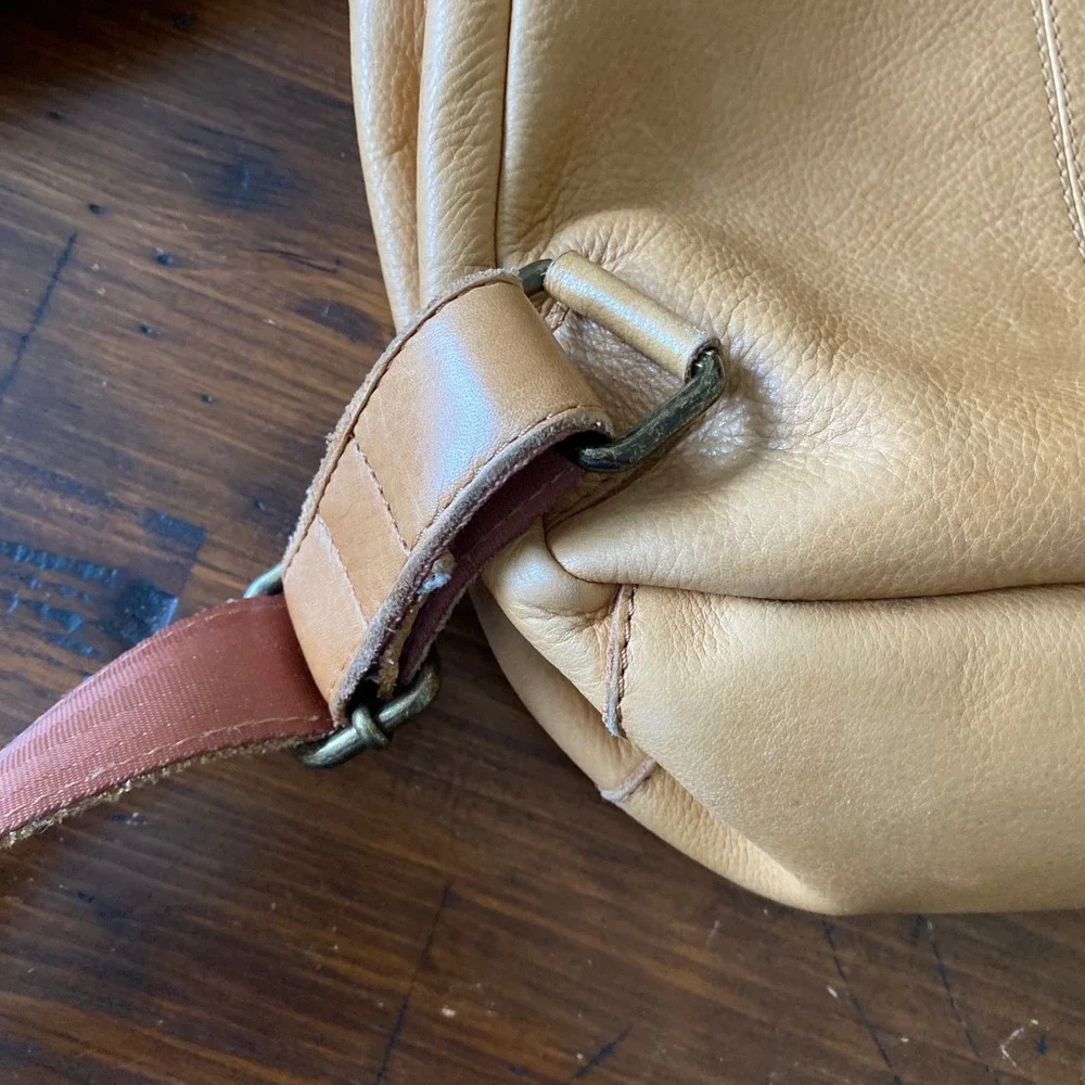 American Leather Co Tan Pebbled Leather Mini Backpack Bag Adjustable Straps*